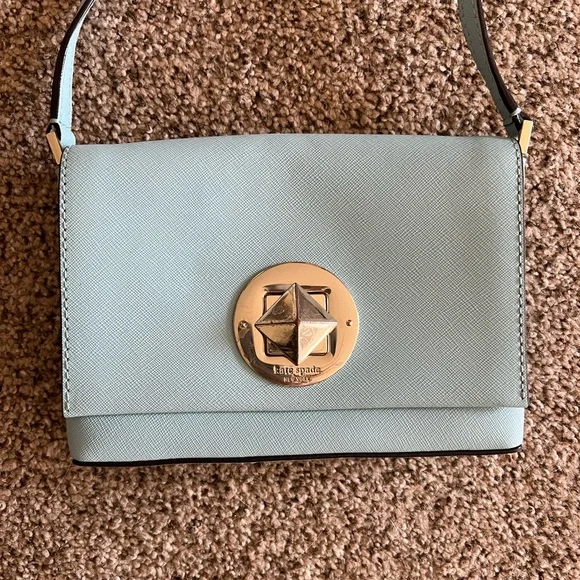 Kate Spade Sally Newbury Lane Mini Tiffany Blue Square Latch Crossbody - Picture 2 of 8
